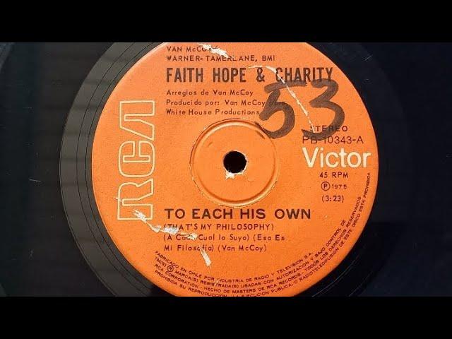 FAITH HOPE & CHARITY - TO EACH HIS OWN (A Cada Cual Lo Suyo 1975)
