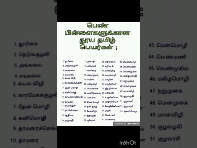 பெண் பிள்ளைகளுக்கான தூய தமிழ் பெயர்கள் | Tamil names for Baby girls | Shorts