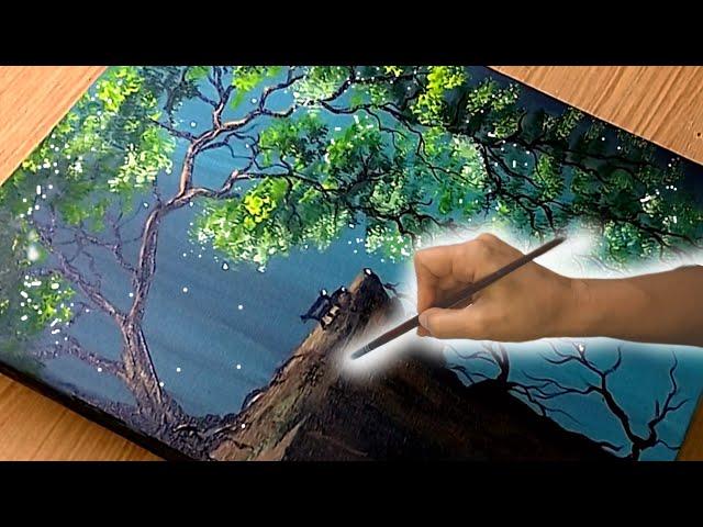 How to Paint a Relaxing Landescape / Idea Acrylic Painting Step by Step for Begnners