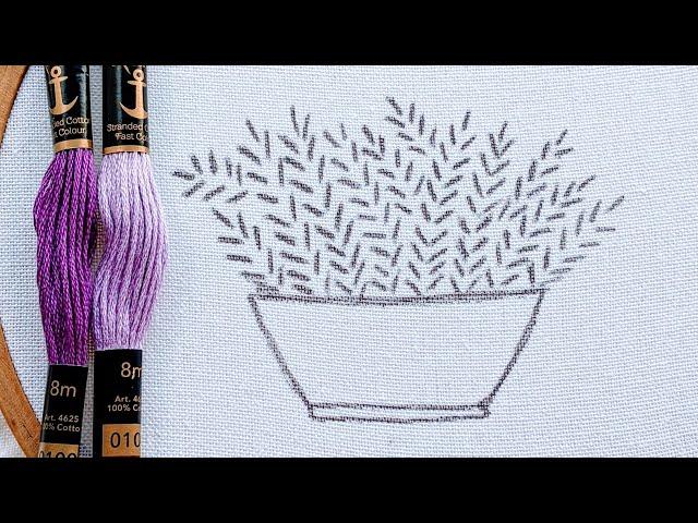 VERY VERY EASY FLOWER BASKET EMBROIDERY DESIGN FOR BEGINNERS/Simple embroidery