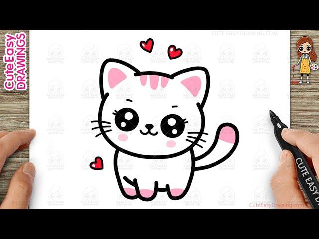 How to Draw a Cute Cat Simple & Easy for Kids