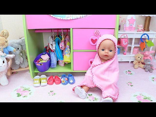 Baby Born Bath with Pink Towel ! Evening routine for kids by Play Toys!