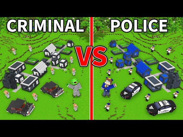 Mikey CRIMINAL vs JJ POLICE Village Survival Battle in Minecraft (Maizen)