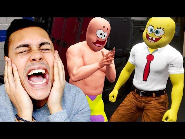 I made spongebob and patrick fight in the WWE (WWE 2K18)