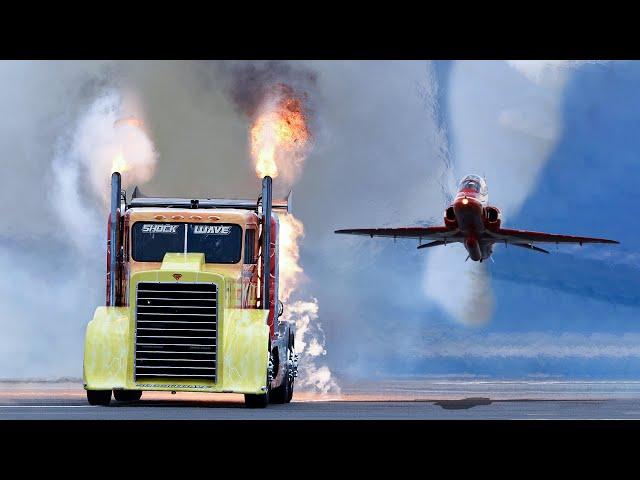 Craziest Drag Race Shockwave Jet Truck 375 MPH vs Aircraft