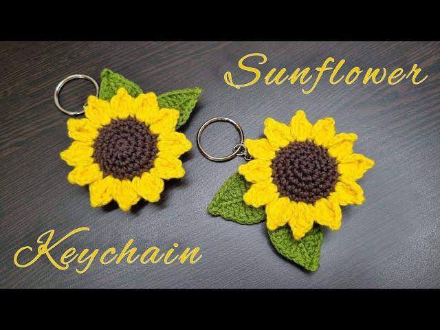 Crochet Sunflower Keychain l Crochet Sunflower Bagcharm l easy crochet sunflower keychain