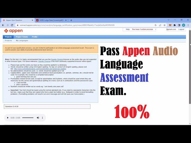 Pass Appen Audio Language assessment Exam || PASS 100%|| Earn $35 Daily