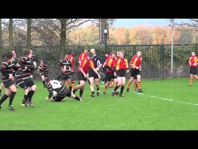 13 year old centre shoulder charge on a prop! - rugby