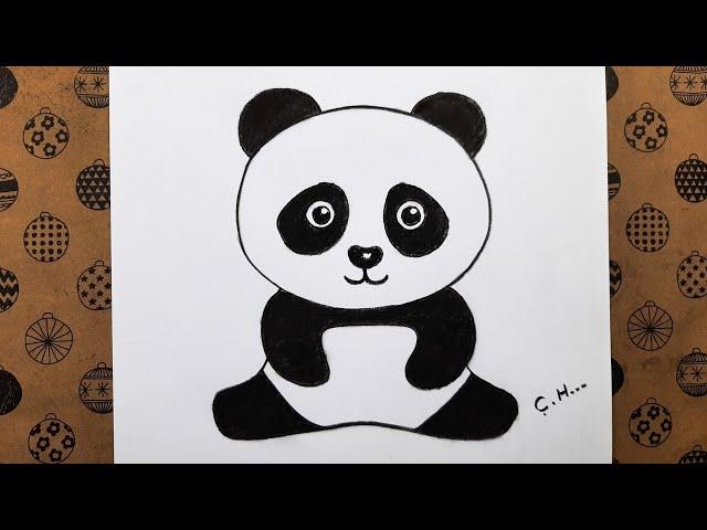 Çok Kolay Sevimli Bir Panda Resmi Adım Adım Nasıl Çizilir, Çizim Hobimiz, Easy Cute Panda Drawing