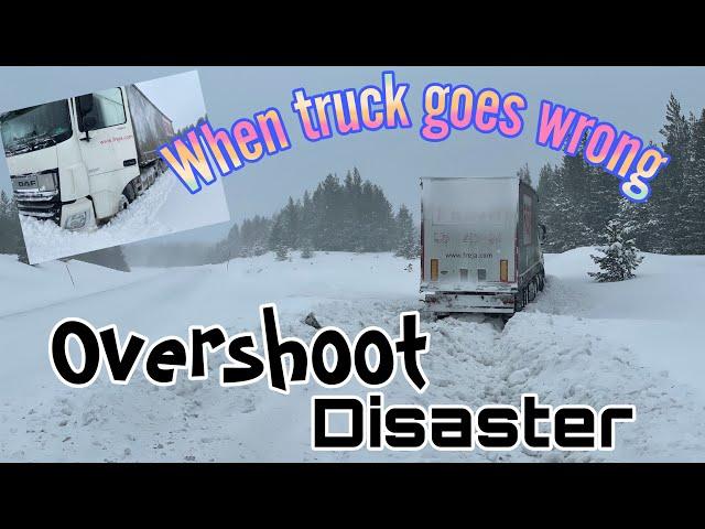 Disaster  overshoot in icy road truck goes wrong