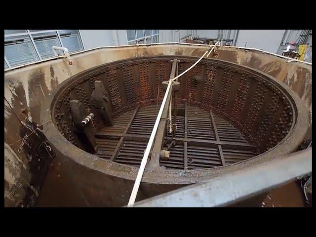 Tour of USS Monitor’s drained gun turret tank