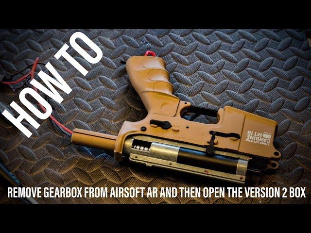 How to remove a V2 gearbox from an Airsoft AR based replica. How to open the V2 gearbox.