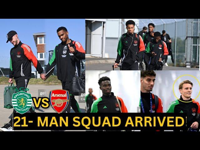 Rice,Odegaard,Saka,Calafiori,Timber,Partey!! ️Arsenal 21-Man Squads Arrived in Lisbon