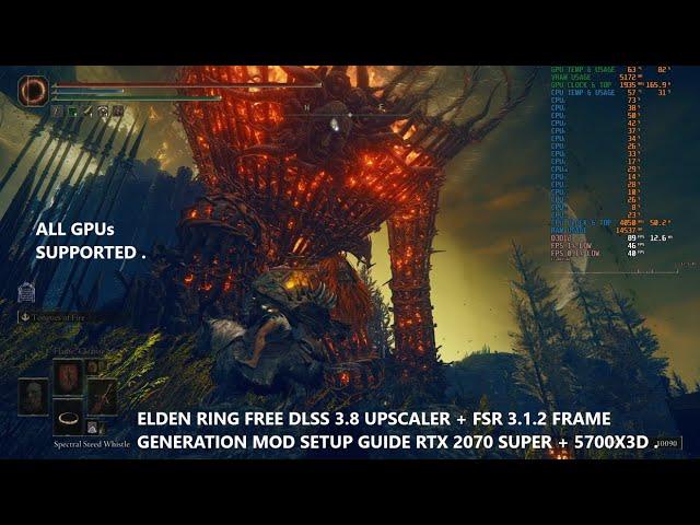 Elden Ring FREE DLSS 3.8 + FSR 3.1.2 Frame Generation Mod Setup Guide Windows 11 5700X3D + RTX 2070S