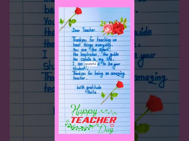 Teachers day Card writing easy| Teachers Day 2024|Teachers Day card writing in english|#viralshorts