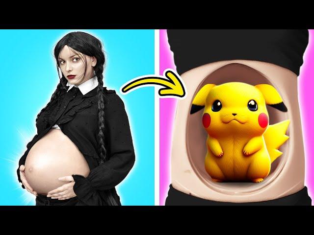 EXTREME ERZIEHUNGSHILFEN VON WEDNESDAY ADDAMS || Lustige Schwangerschafts-Gadgets von 123 GO! TRENDS