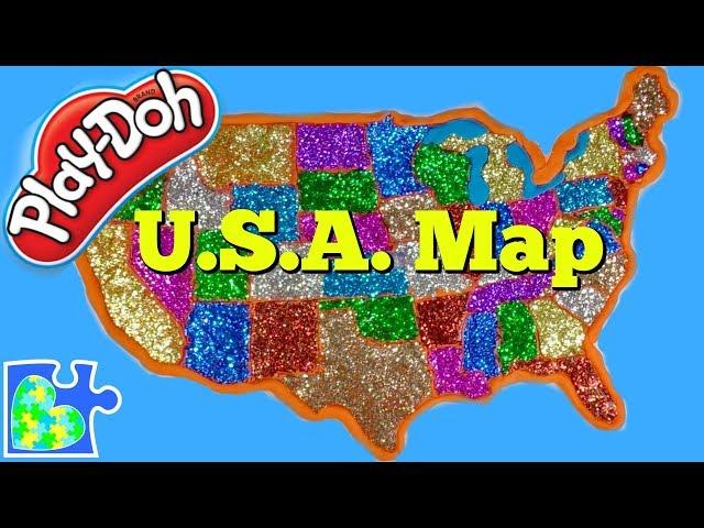 U.S. Map for Kids! Learn the United States of America! Play-Doh Puzzle of The U.S.A. || US Map