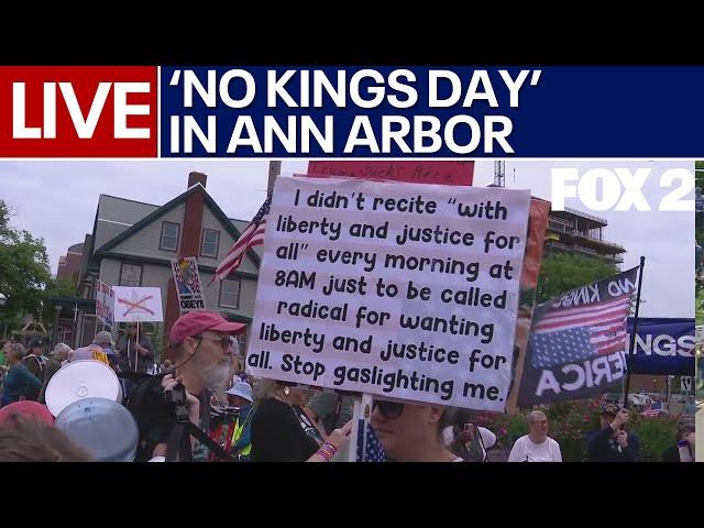 'No Kings Day' protest in Ann Arbor, Michigan