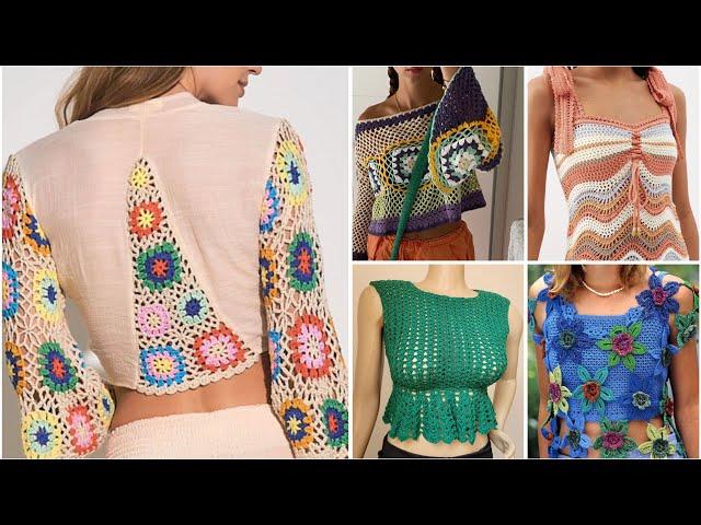 Most beautiful crochet cotton thread fancy top/crochet designer top designs #crochettop