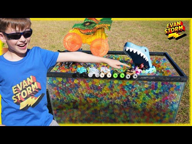 Monster Trucks Water Beads Surprise Challenge!