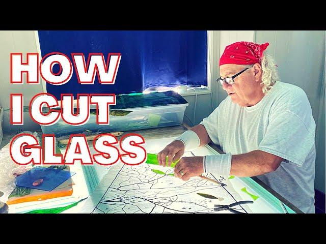 CUT GLASS on the LIGHT BOX Stained Glass Oak Tree Project, Brookgreen Gardens #7