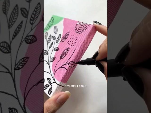 Day 6/10 of Daily Boho Art  Acrylic Painting | Easy Canvas Drawing #floralart #asmr #satisfyingart