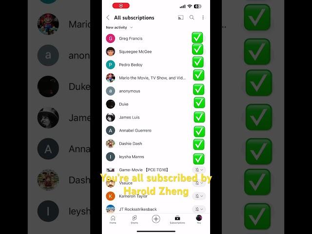 Congratulations everybody! You’re all been subscribed by Harold Zheng! Cheers