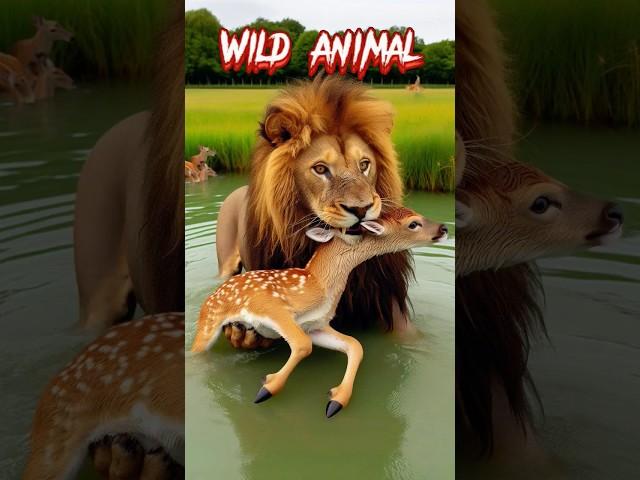 lion attack on deer cub  #lion #deer #fawn #river #forest #wildlife #wildanimals #animals #rescue