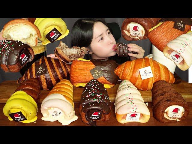 PREMIUM CHOCOLATE DESSERT GODIVA RAW CHOCOLATE BAKERY ASMR EATING SOUNDS MUKBANG