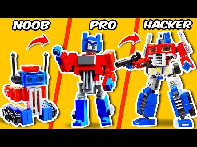 TRANSFORMERS In LEGO: Noob - Pro - Hacker Optimus Prime | FUNZ Bricks