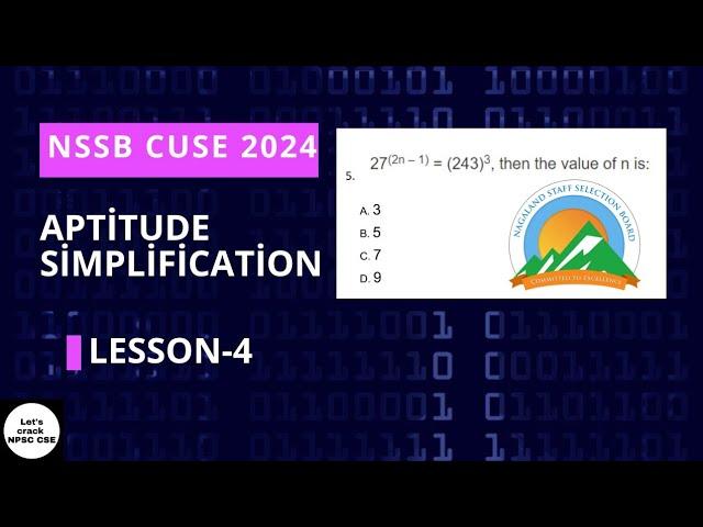 NSSB CUSE 2024 | Aptitude | Simplification Lesson-4