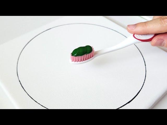 How to Paint Christmas Wreath/ Acrylic Painting for Beginners / Toothbrush Technique