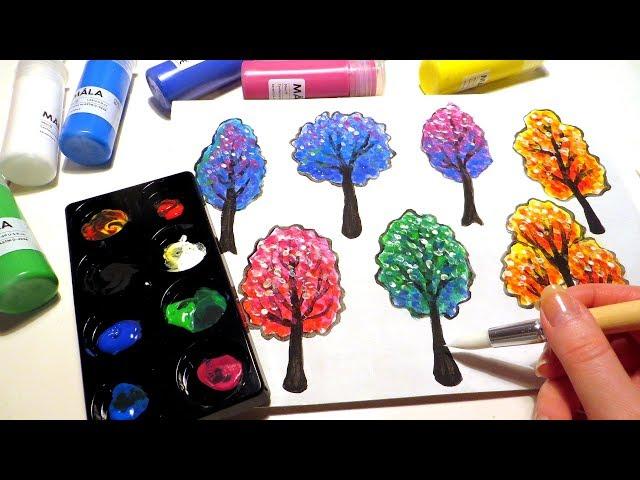 How to Paint Colorful Trees with Ikea Paints and Brushes