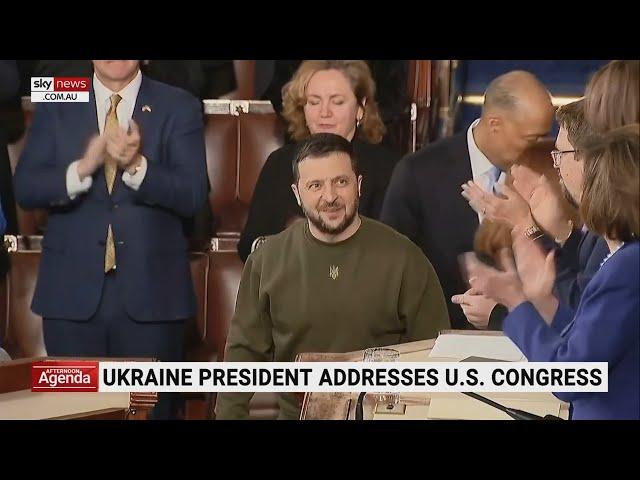 Zelensky greeted by standing ovation while visiting US Congress