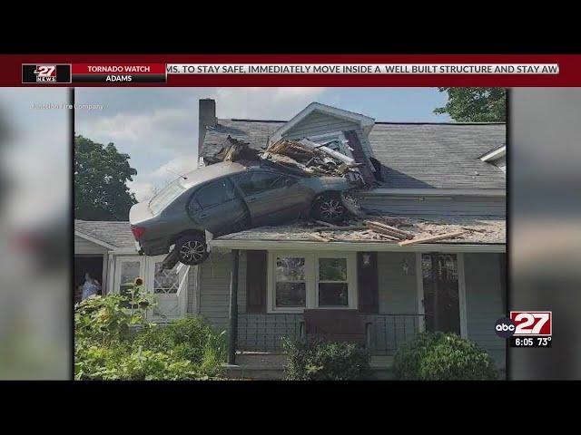 Car into second floor of house in Mifflin County