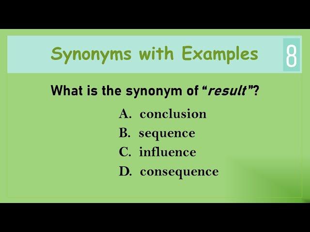 English Vocabulary Practice Test | Synonyms with Examples 8 | Test Your English Vocabulary Skills