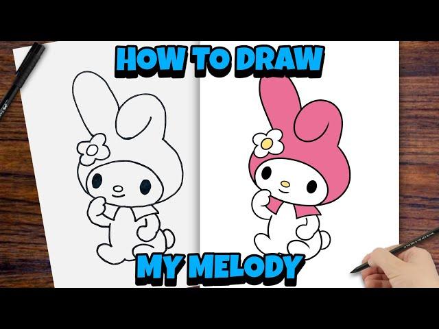 How to draw MY MELODY easy step by step drawing tutorial