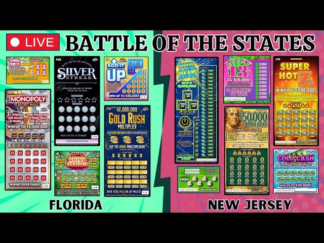 BATTLE OF THE STATESFLORIDA vs. NEW JERSEY SCRATCH OFF LOTTERY TICKETS