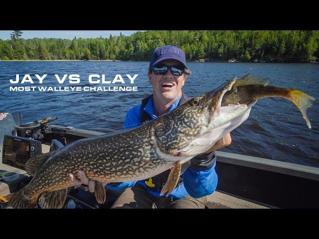 Jay Vs Clay - Most Walleye Challenge (HUGE PIKE EATS MY WALLEYE!!!)