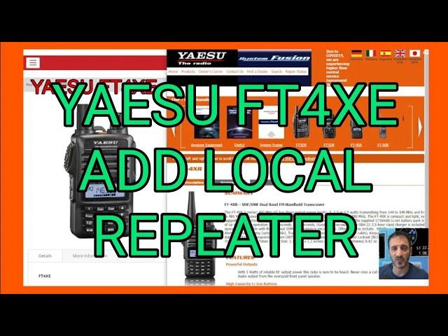 YAESU FT4XE Add Repeater Store to memory