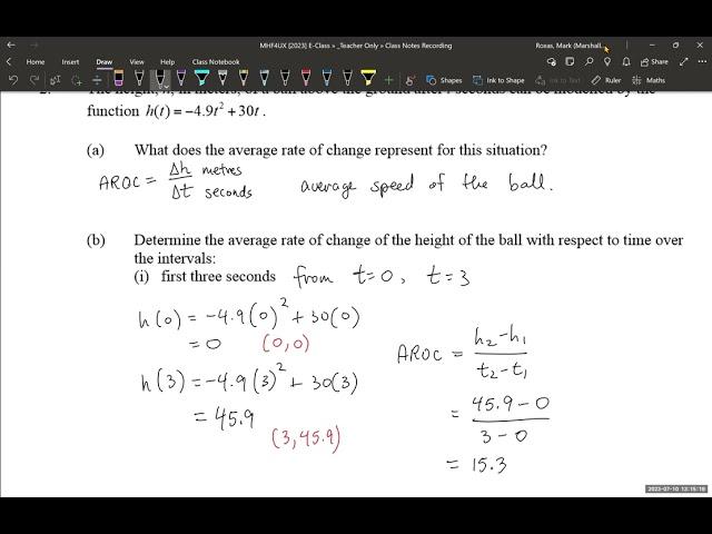 1.5 Average Rate of Change (Slope of Secant) MHF4U (MHR)