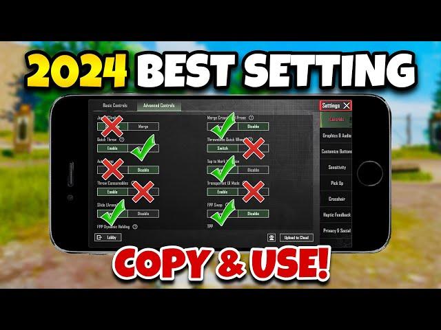 PUBG MOBILE 2024 BEST SETTINGS & SENSITIVITYCOPY & USE+CODE️