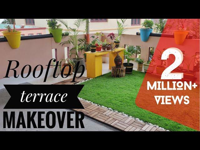 Rooftop Terrace Garden Transformation | Terrace Makeover | DIY Ideas | Small garden design.