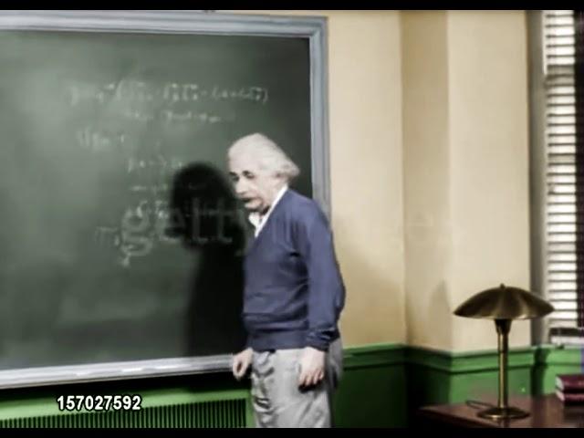 (COLOR!) Albert Einstein in his office at Princeton University