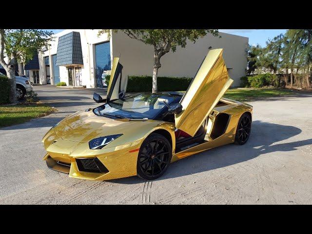 Gold Lamborghini Aventador Roadster By Custom Wrap Design See How It's Done