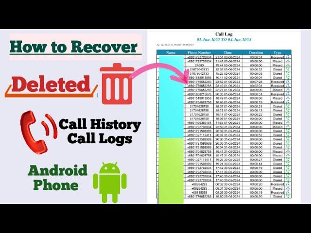 How to Recover Deleted Call History Android 2024 || How to Recover Deleted Call Log History Android