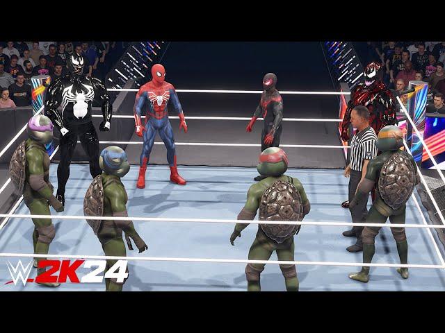 Spider-Man Universe Vs Teenage Mutant Ninja Turtles | Elimination Match - WWE 2K24 - PS5 [4K 60FPS]