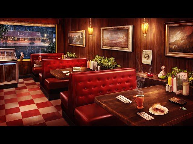 Twin Peaks Double R Diner Ambience - 8 Hours of Smooth Jazz Music, Rain Sounds, & Cozy Cafe Ambience