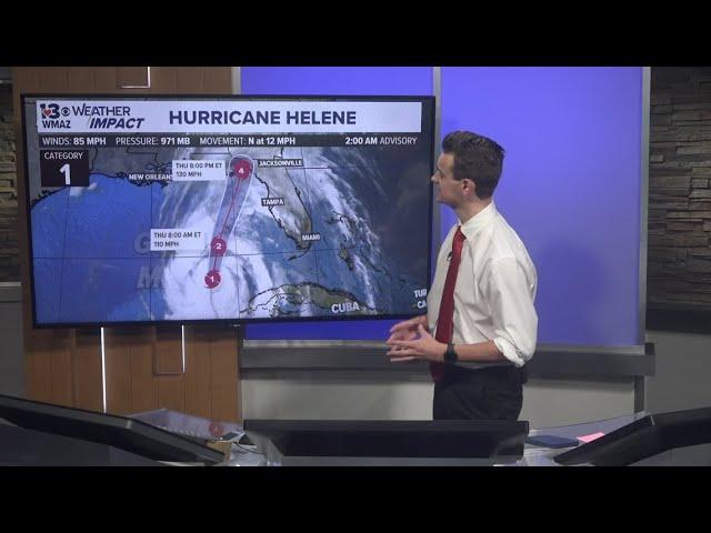 Helene's trajectory moving westward, according to forecasts (local weather update 9/26/24 2 a.m.)