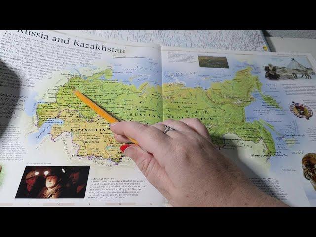 ASMR ~ Russia History & Geography ~ Soft Spoken Map Tracing Page Turning